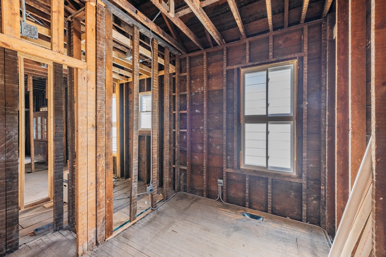 Open interior framing in the current renovation
