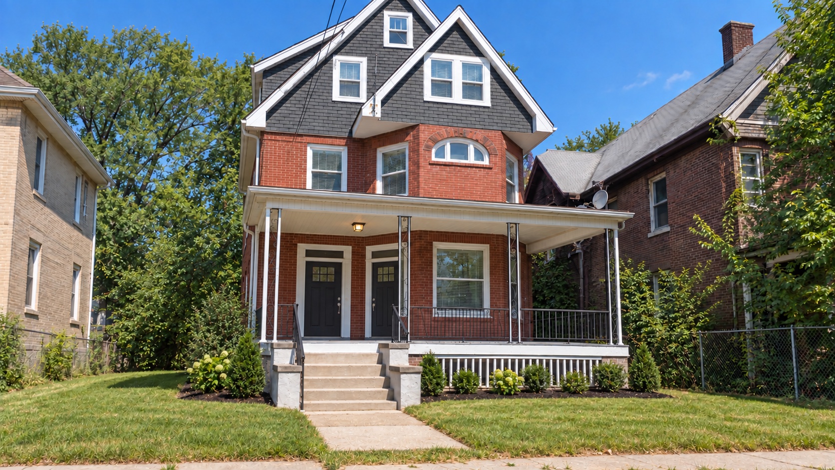 Conceptual exterior rendering showing the duplex after a complete renovation